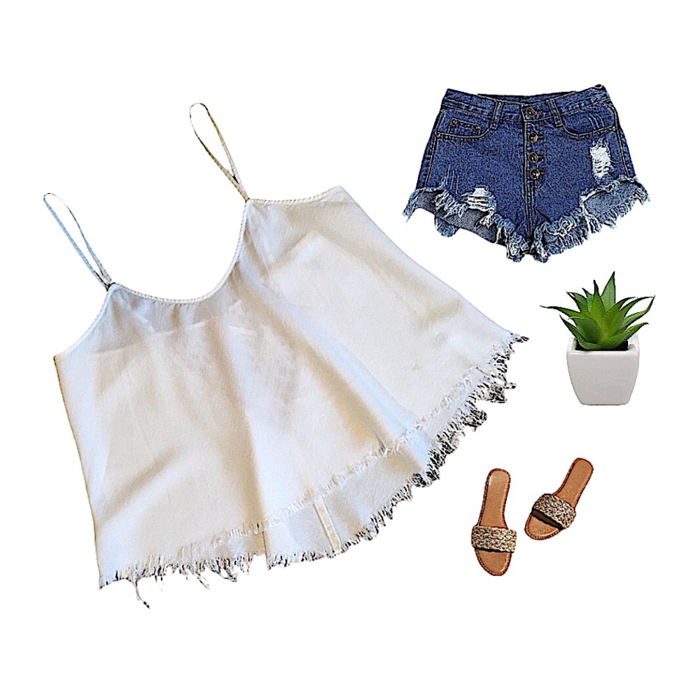 Free People Crop Crochet Lace Cami Tank